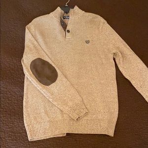 Chap's men's Sagmore-patched elbow Sweater (Tan)